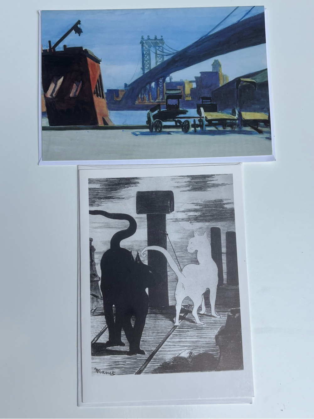 Vintage Museum Art Note Card Bundle - Edward Hopper & Manet (2pc)